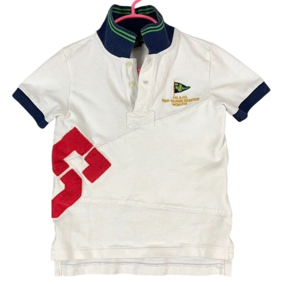Polo Ralph‎ Lauren Shirt Boys 4 Youth White Sailing Third Cruiser Squadron Rugby